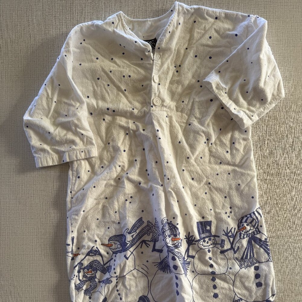 American Vintage Michigan Rag Co. Flannel Snowman Night Shirt Pajamas, Small/Med